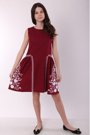 Платье для девочки «Мелодия» бордового цвета