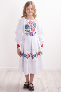 Сукня для дівчинки «Колорит троянд» білого кольору