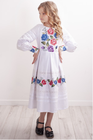 Сукня для дівчинки «Колорит троянд» білого кольору