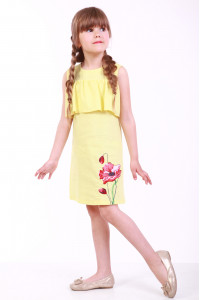 Платье для девочки «Мак полевой» желтого цвета