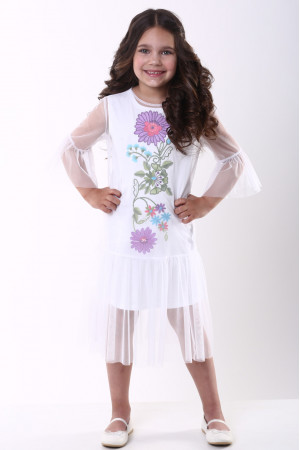 Платье для девочки «Цветочное» белого цвета