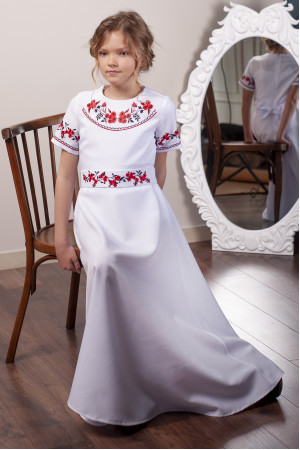 Платье для девочки «Цветочный дуэт» белого цвета