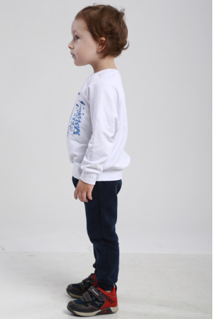 Світшот для хлопчика «Зимове свято» білого кольору з блакитним орнаментом