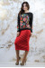 Костюм «Сказочный мир»: свитшот черного цвета и юбка красного цвета