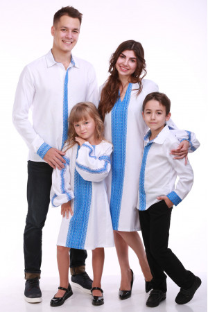 Сімейний комплект «Думка» з блакитним орнаментом