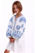 Платье для девочки «Роскошь» белое с голубым орнаментом