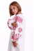 Платье для девочки «Роскошь» белое с розовым орнаментом