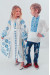 Платье для девочки «Роскошь» белое с голубым орнаментом, длинное