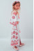 Платье для девочки «Роскошь» белое с розовым орнаментом, длинное
