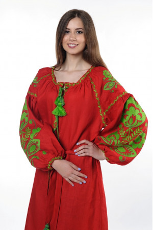 Сукня «Бохо» з вишивкою зеленого кольору