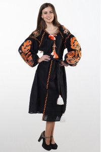 Сукня «Бохо» з вишивкою помаранчевого кольору
