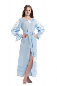 Сукня «Ружа» блакитного кольору з зібраним рукавом