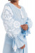 Платье «Ружа» голубого цвета с собранным рукавом