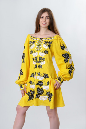 Платье «Калина» желтого цвета, короткое