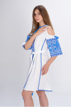 Сукня «Квіти Карпат» білого кольору (міні)