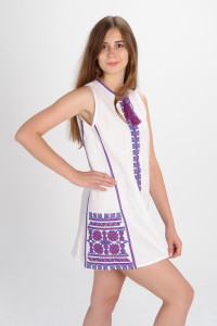 Сукня «Квіти Карпат» з фіолетовим орнаментом