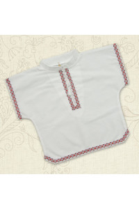 Сорочка для крещения «Украинская-2» белая с красным