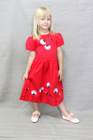 Платье для девочки «Одуванчик» красное