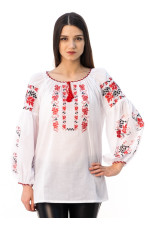 Embroidered shirt "Grapevine" with red embroidery