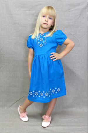 Платье для девочки «Земляничка» голубое