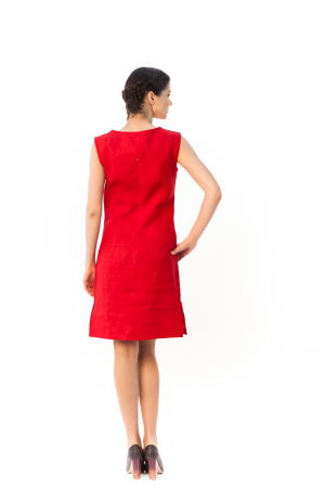 Платье «Ромашки» красного цвета