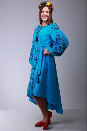 Платье «Цветочные чары» голубого цвета