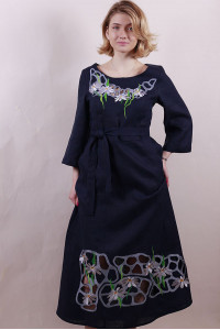 Сукня «Ромашкові роси» темно-синього кольору