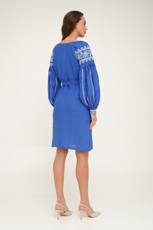 Вышитое платье «Согласие» синего цвета
