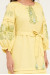 Вышитое платье «Георгин» желтого цвета с зеленым орнаментом