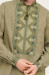 Чоловіча вишиванка «Фенікс» оливкового кольору з зеленим орнаментом