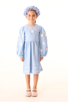 Dress for a girl "Apple Blossom" in light blue