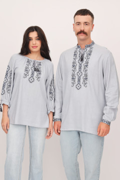 Family set of embroidered shirts "Serpanok" in gray