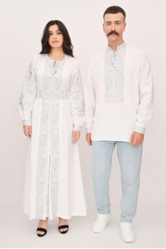 Embroidered set for a couple "Openwork Symphony" in white