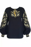 Embroidered shirt "Golden Field" in black