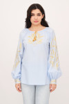 Embroidered shirt "Golden Field" in light blue color