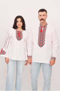 Family set of embroidered clothes "Harmony" in white