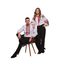 Set of paired embroidered shirts for men and women 