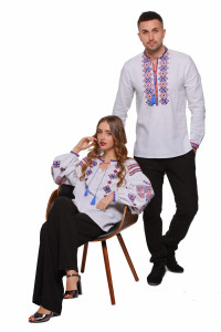 Комплект парных вышиванок для мужчины и женщины «Ромбы Косач»