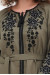 Вышитое платье «Росяна» оливкового цвета с черным орнаментом