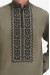 Мужская вышиванка «Тризуб-2» оливкового цвета с черно-белым орнаментом