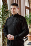 Men's embroidered shirt "Tryzub" in black with black ornament