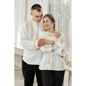 Set of paired embroidered shirts "Orysya and Glib" beige