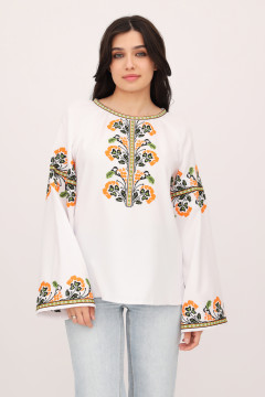 Embroidered shirt "Autumn" white
