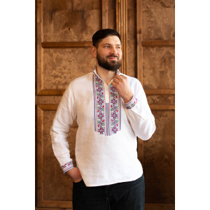 Чоловіча вишиванка «Зорі на світанку» білого кольору