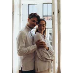 Парний комплект вишиванок «Зореслава та Зореслав» білого кольору