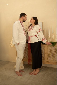 Pair of embroidered shirts "Dawn of Hope" in white