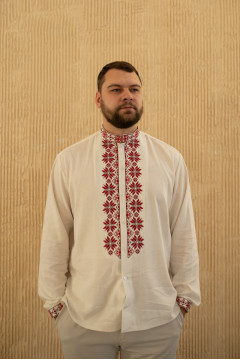 Men's embroidered shirt "Dawn of Hope" in white