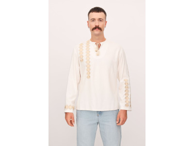 Чоловіча вишиванка «Гліб» бежевого кольору