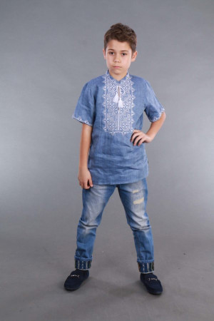 Вишиванка для хлопчика «Творимир» кольору джинс