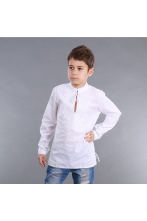 Вишиванка для хлопчика «Творимир» біла з білою вишивкою
